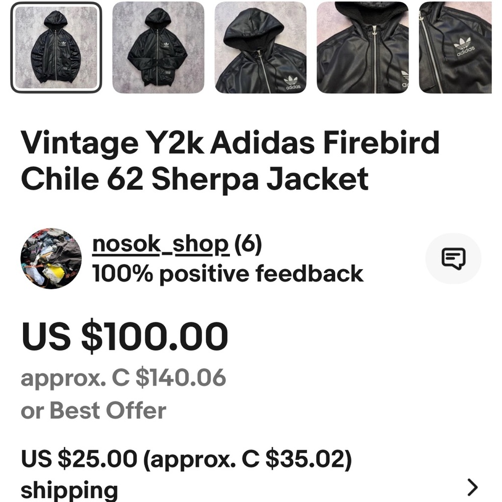 Adidas Black Bomber Jacket with Red Hood, Chile 62, Vintage & Rare - Picture 8 of 8